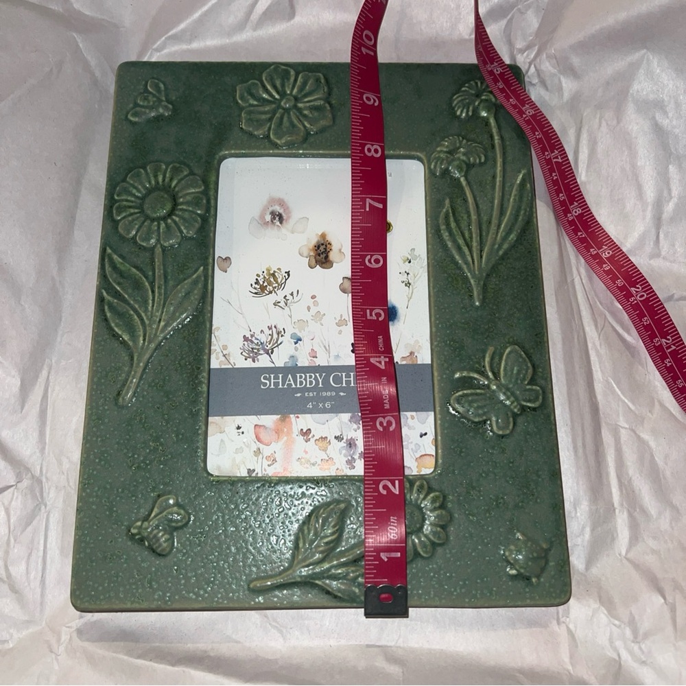 Shabby Chic Picture Frame for 4x6 pic green approx 71/2 x 91/2 - Picture 2 of 4